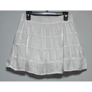 House of Harlow‎ 1960 Boho 100% Linen Tiered Mini Skirt Medium Hippie Festival